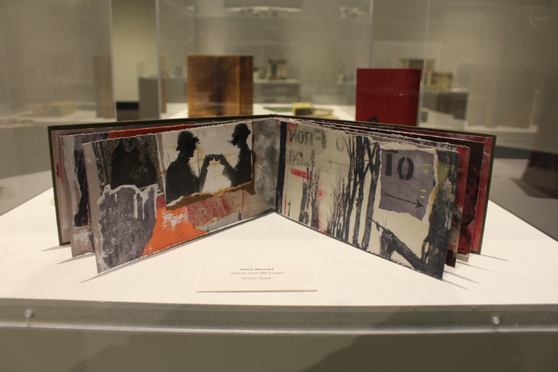 Open pages of an artist's book at Art of the Book