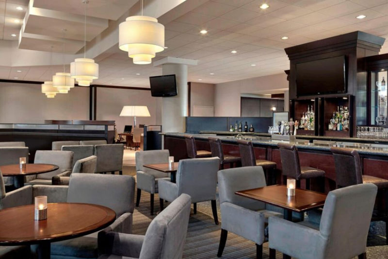 Virtual Conference Lobby Bar Zoom Background An empty hotel bar