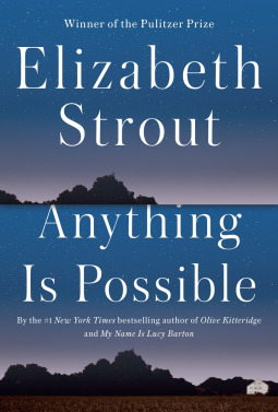 Cover of Anything Is Possible by Elizabeth Strout - blue background showing horizon with tree line at bottom and in centre