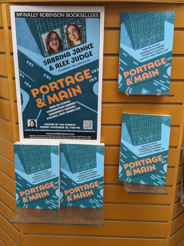 Display of the book Portage & Main: How an Iconic Intersection Shaped Winnipeg's History, Politics, and Urban Life at a book store